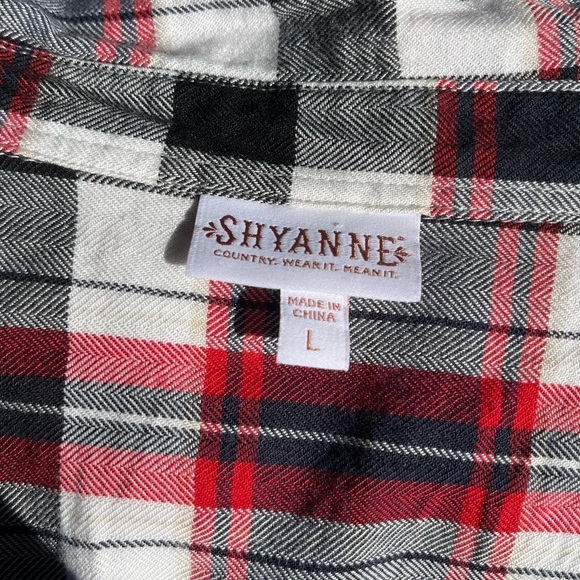 Shyanne Country Western Snap Front Sleeveless Red Black White Plaid Top L - Picture 9 of 10